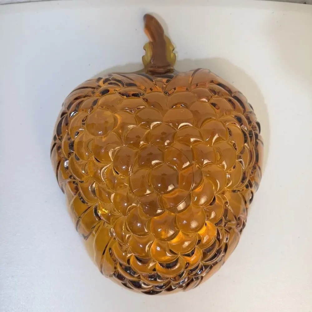Indiana Glass Amber Glass Grape Pattern Fruit Bowl Serving Dish Retro VTG 70’s